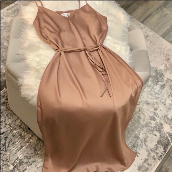 Dresses & Skirts - NEW! Prologue Champagne Brown Silky Long Dress XXL